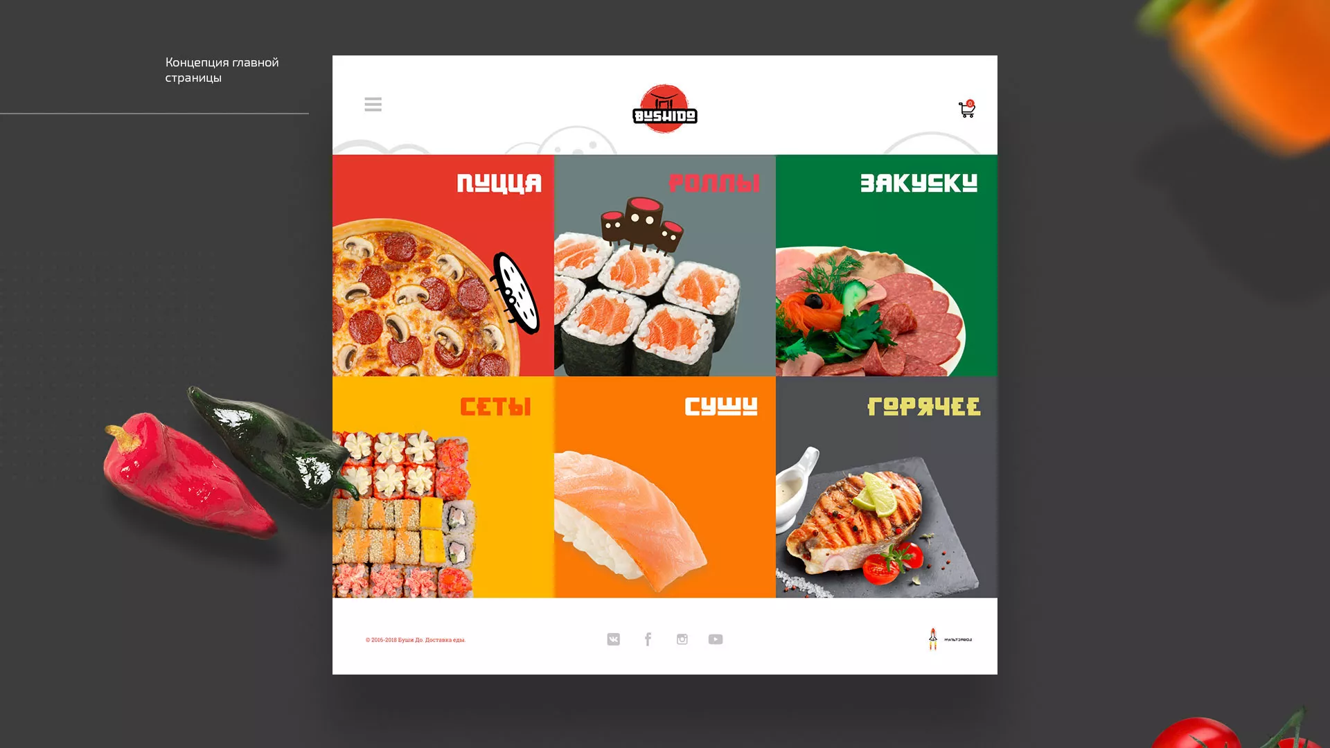 Разработка сайта для пиццерии «BUSHIDO» в Сухом Логе